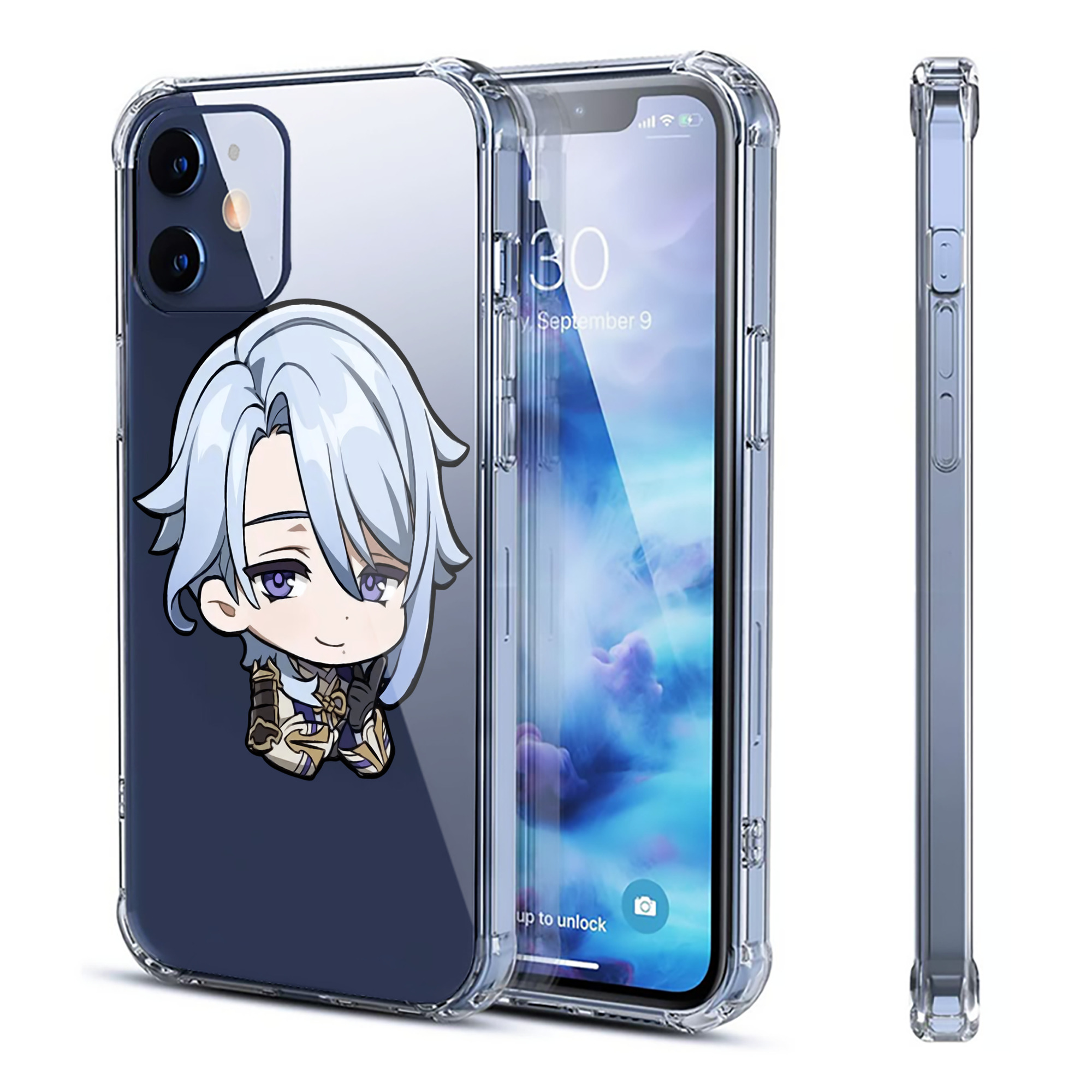 げんし神 神里綾人 かみさとあやと genshin Kamisato Ayato 【iPhone 12シリーズ対応】透明スマホケース（クリアソフトケース）